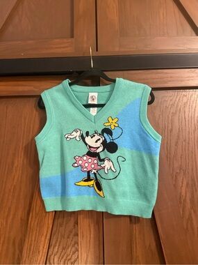 Disney Mickey & Co Womens Green Minnie Mouse Sweater Vest L EUC